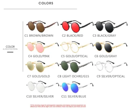 Metal Steampunk Round Sunglasses - Image 2