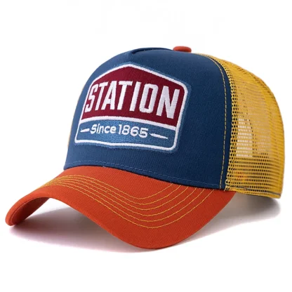Classic STATION Letter Pattern Mesh Cap - Image 2