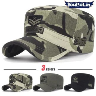Cotton embroidery camouflage flat cap duckbill hat for adventure and hunting