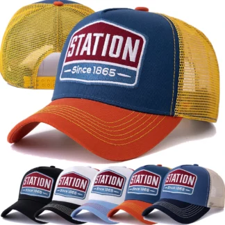 Classic STATION Letter Pattern Mesh Cap
