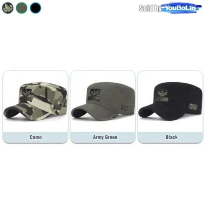 Cotton embroidery camouflage flat cap duckbill hat for adventure and hunting - Image 3