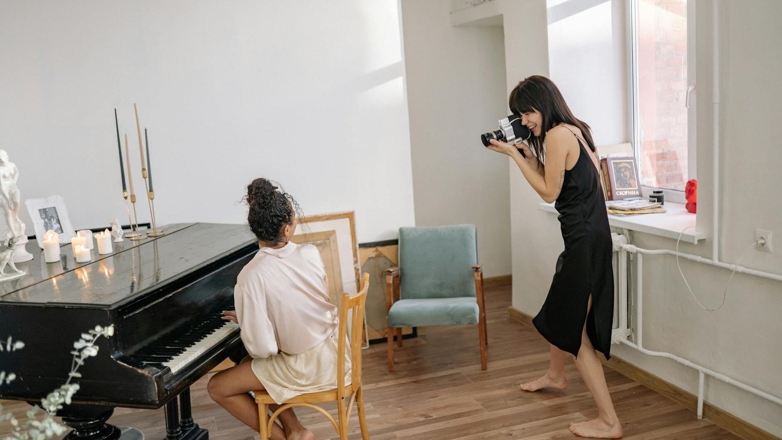 a woman taking a photo